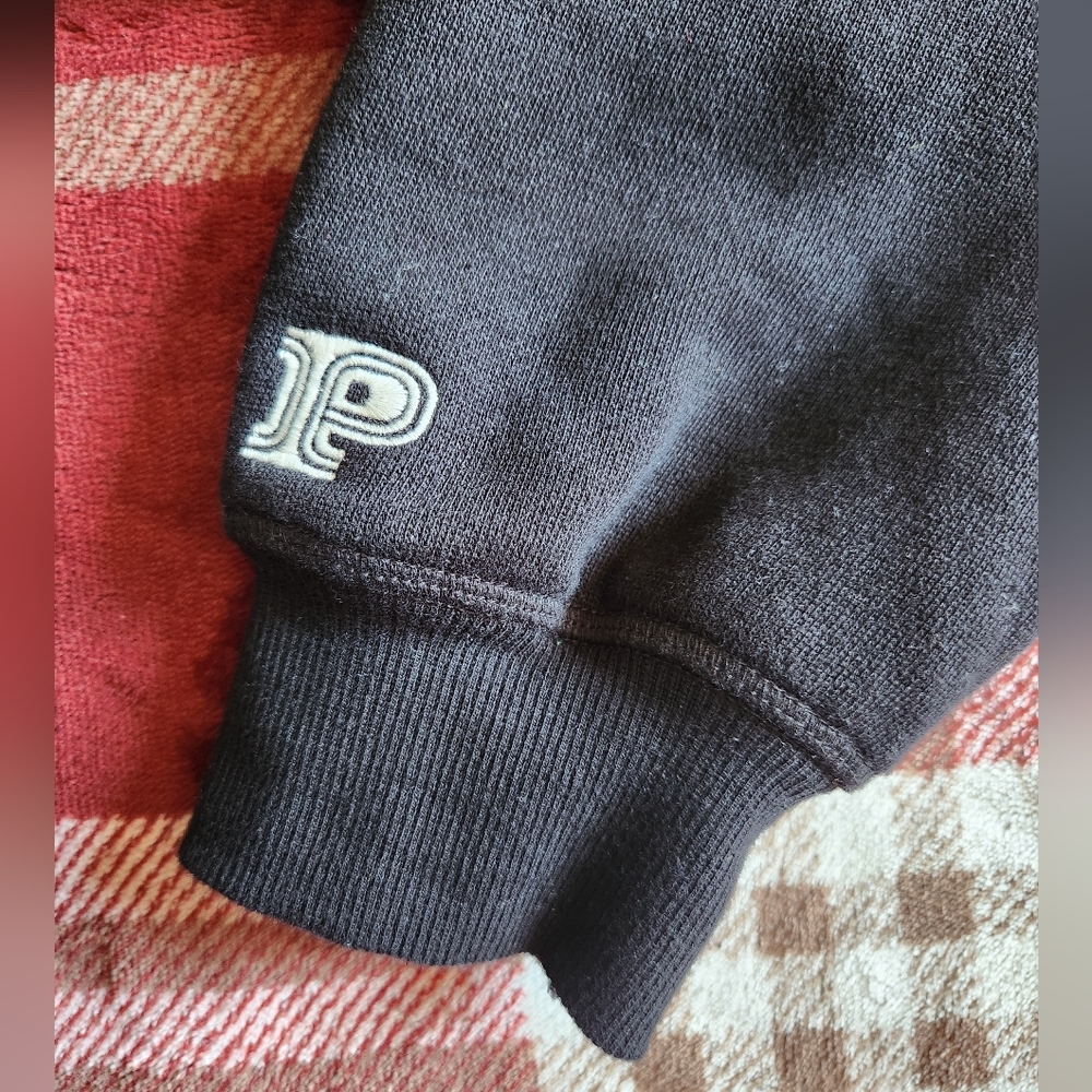 PINK Victoria's Secret Black Quarter Zip Sweater with Striped Collar - Picture 5 of 6